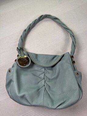 B. Makowsky Pale Blue Braided-Handle Shoulder Bag